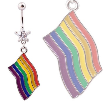 Navelpiercing regnbåge Pride flagga i Kirurgiskt stål