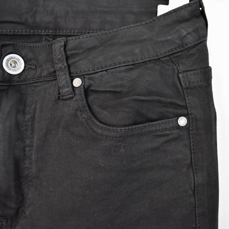 Stretchjeans Shortcut med fransar SVART - 3D Denim