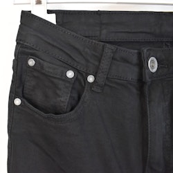 Stretchjeans Shortcut med fransar SVART - 3D Denim