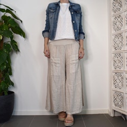 Byxkjol i linne BEIGE