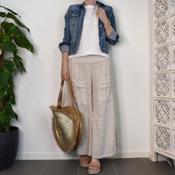 Byxkjol i linne BEIGE