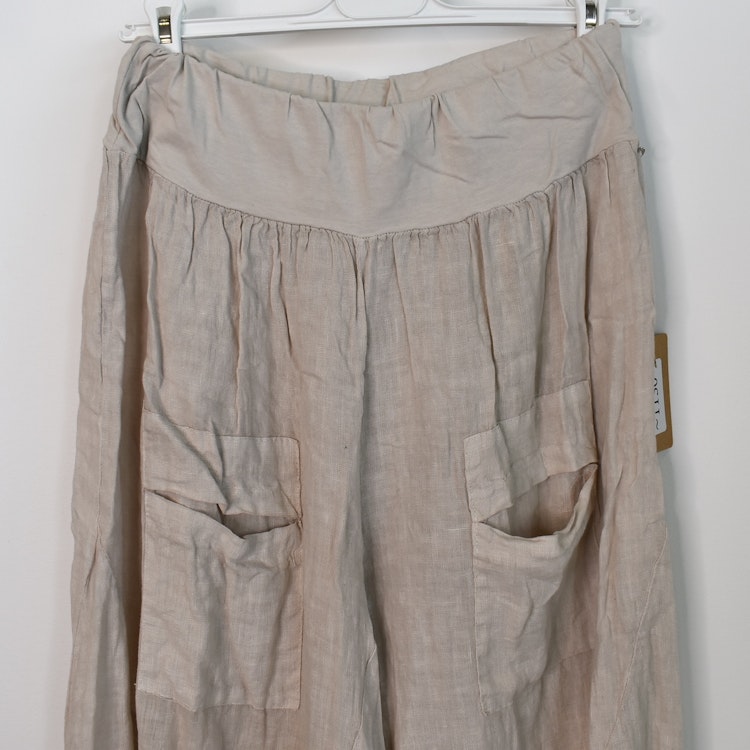 Byxkjol i linne BEIGE