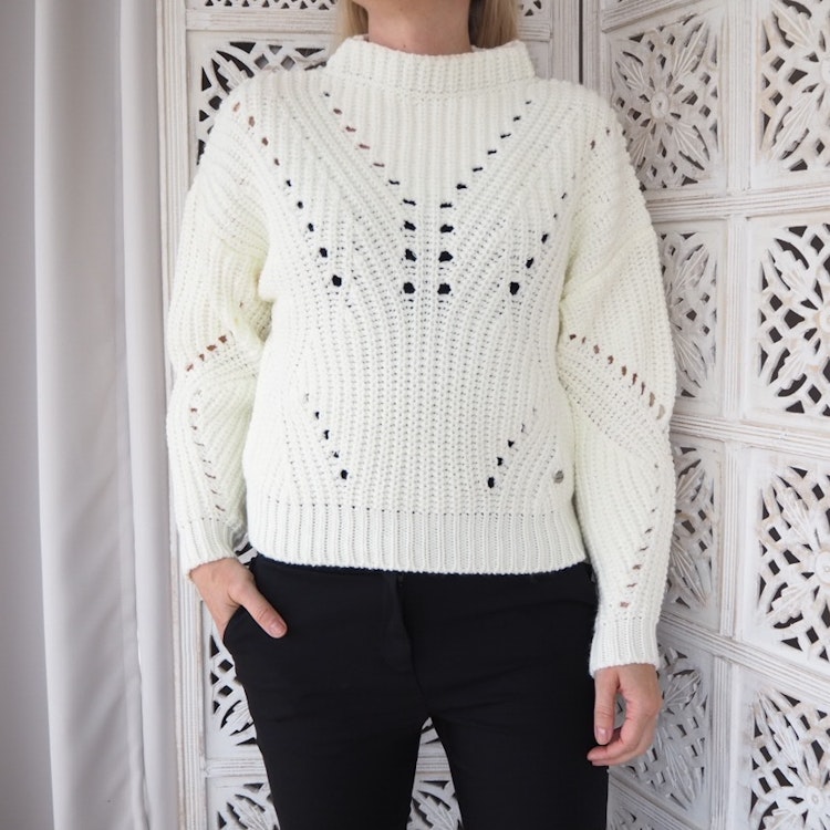 Mönsterstickad tröja WHITE - Ajlajk