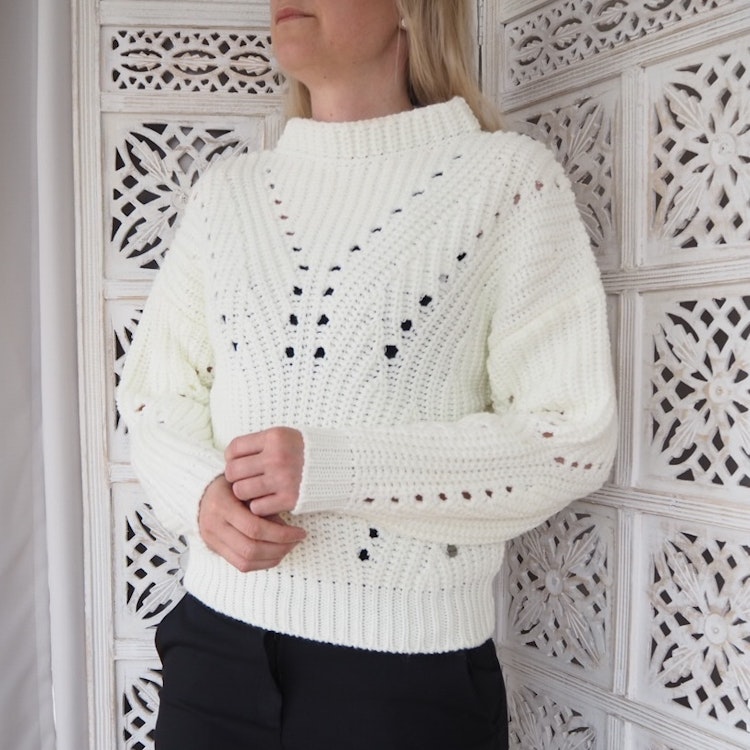 Mönsterstickad tröja WHITE - Ajlajk