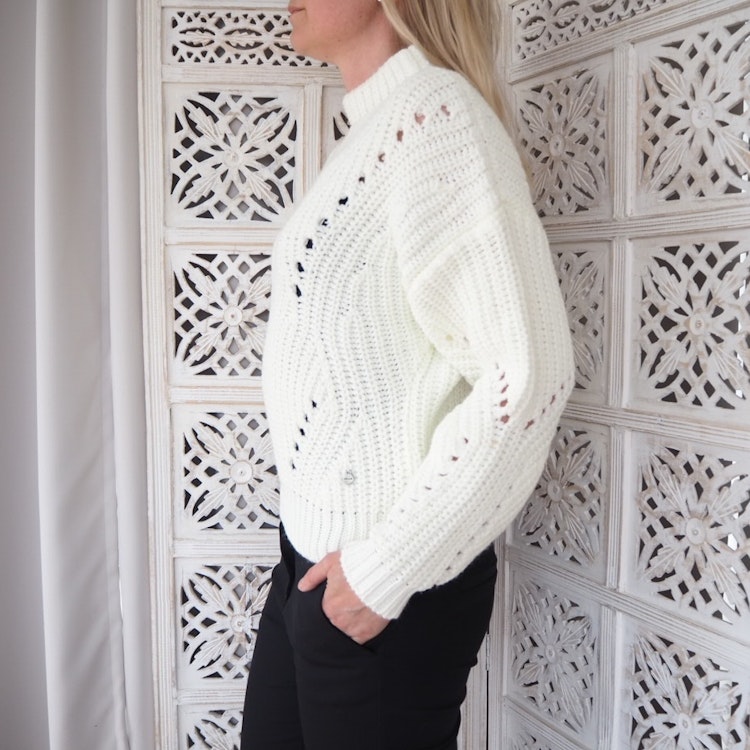 Mönsterstickad tröja WHITE - Ajlajk