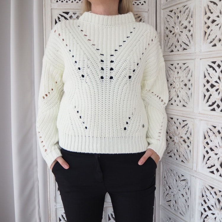 Mönsterstickad tröja WHITE - Ajlajk