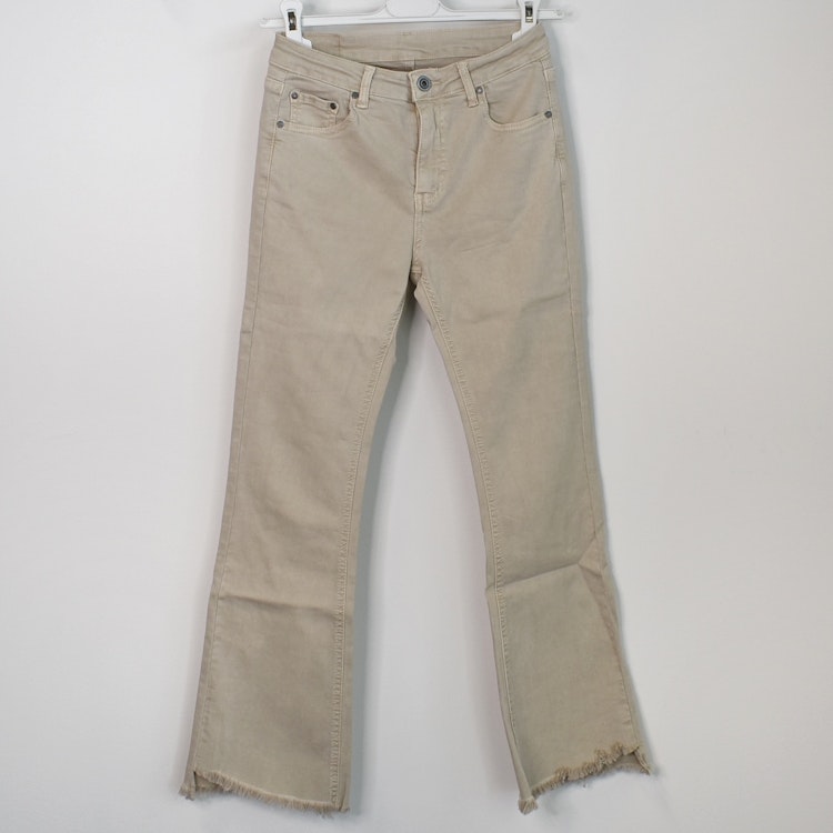 Stretchjeans Shortcut med fransar BEIGE - 3D Denim