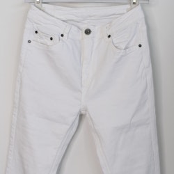 Stretchjeans Shortcut med fransar VIT - 3D Denim