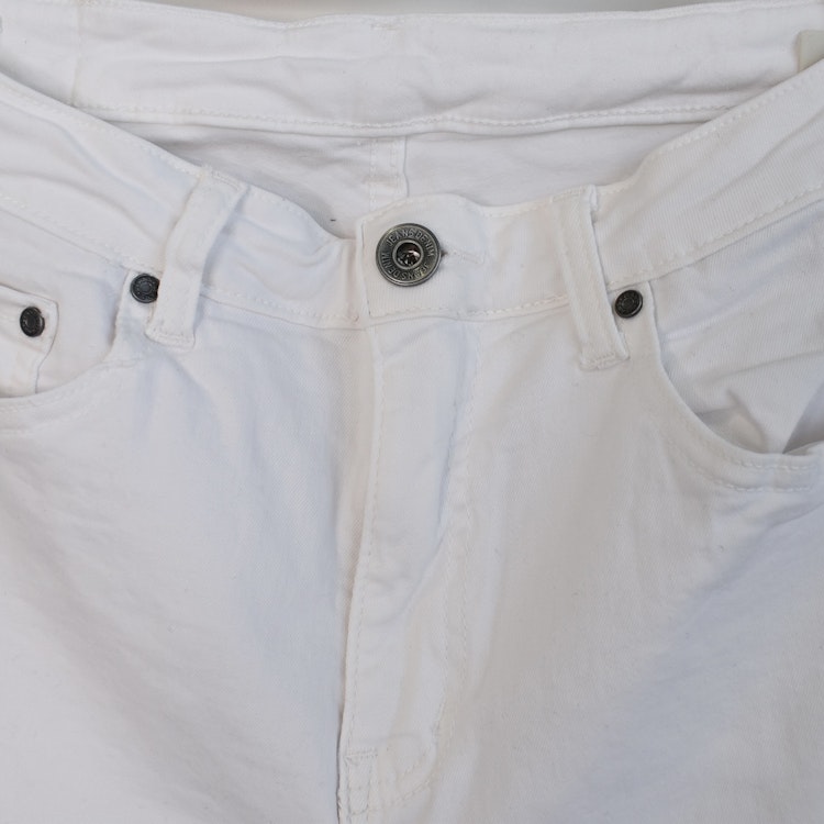 Stretchjeans Shortcut med fransar VIT - 3D Denim