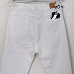 Stretchjeans Shortcut med fransar VIT - 3D Denim