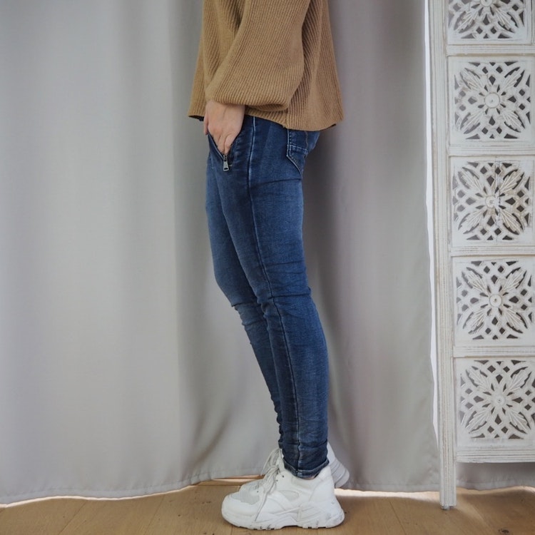 Stretchjeans med resår i midjan MÖRK DENIM - Place du Jour