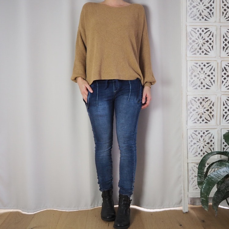 Stretchjeans med resår i midjan MÖRK DENIM - Place du Jour