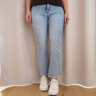 Jeans Shortcut med fransar SLITEN LJUS BLÅ - 3D Denim