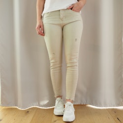 Stretchjeans med fransar BEIGE - 3D Denim