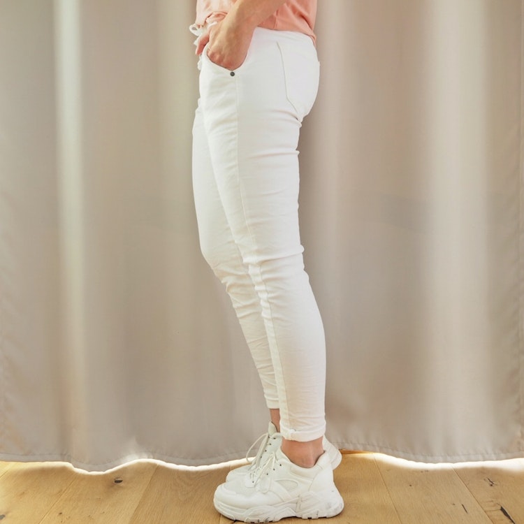 Baggy Jeans med knappar VIT - 3D Denim