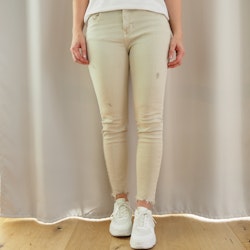 Stretchjeans med fransar BEIGE - 3D Denim