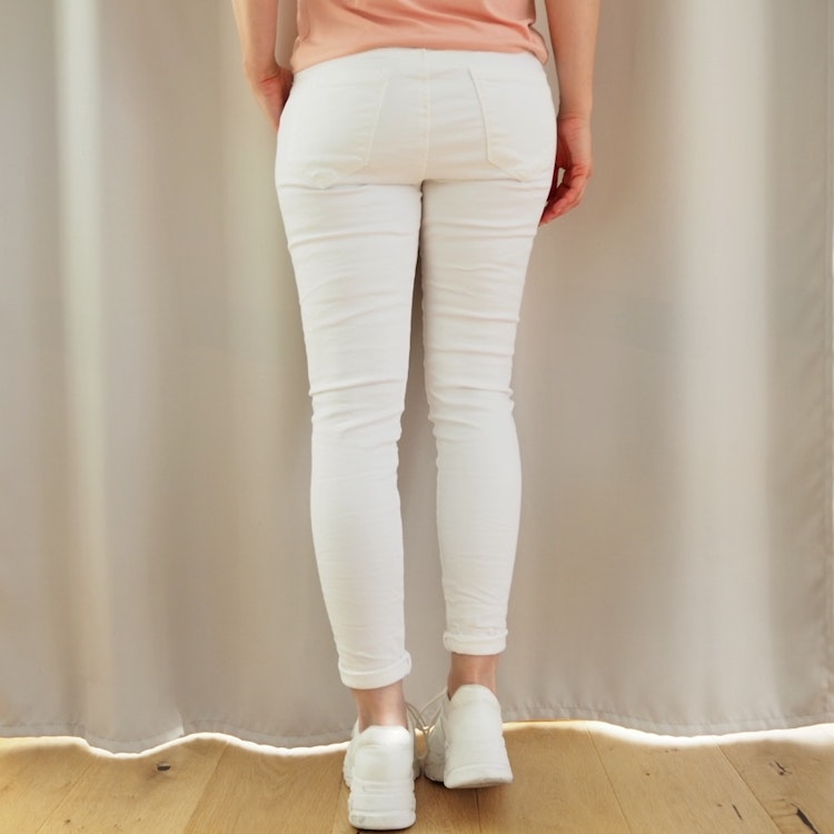 Baggy Jeans med knappar VIT - 3D Denim