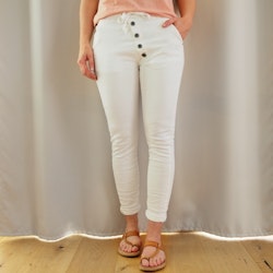 Baggy Jeans med knappar VIT - 3D Denim