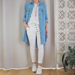 Baggy Jeans med knappar VIT - 3D Denim