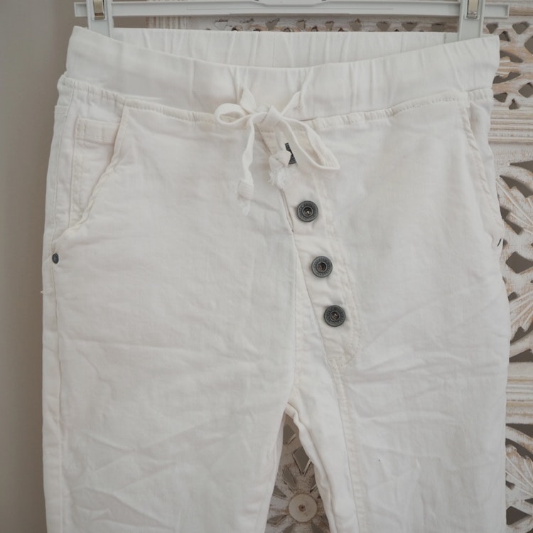 Baggy Jeans med knappar VIT - 3D Denim