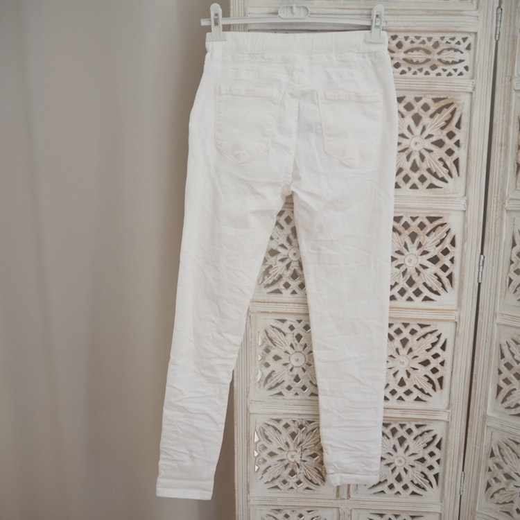 Baggy Jeans med knappar VIT - 3D Denim