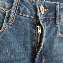 Jeans med fransar SLITEN MÖRK BLÅ - 3D Denim