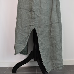 Lång skjortklänning i linne KAKI