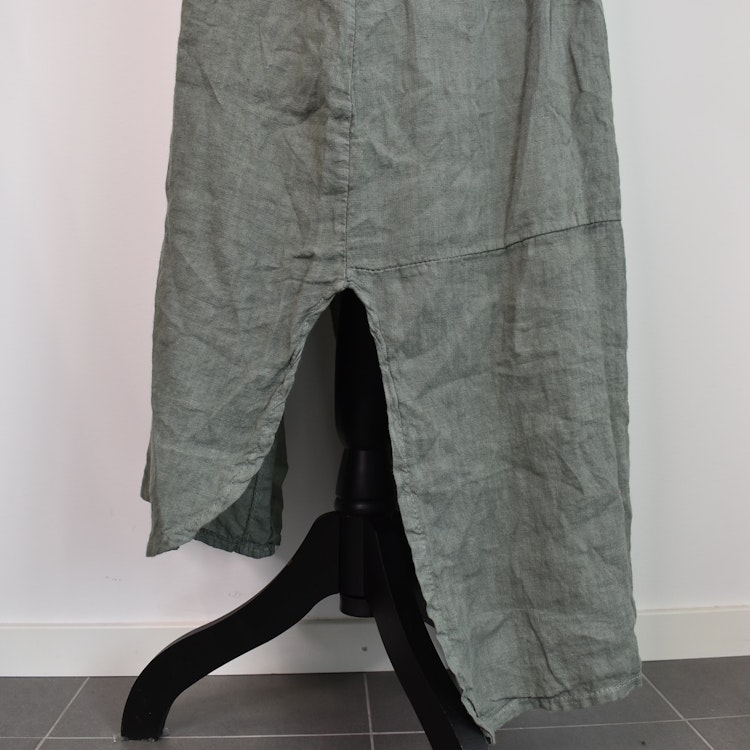 Lång skjortklänning i linne KAKI