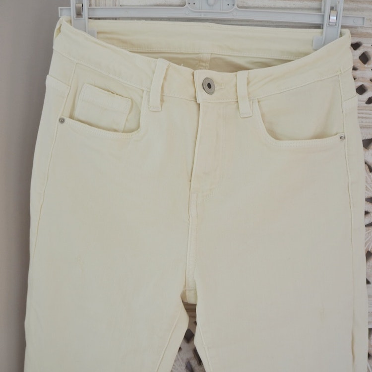Stretchjeans med fransar KRÄMVIT/BEIGE - 3D Denim