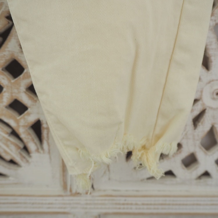 Stretchjeans med fransar KRÄMVIT/BEIGE - 3D Denim