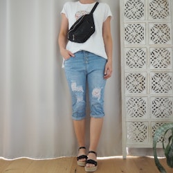 Jeans Capri SLITEN LJUS BLÅ - Newplay