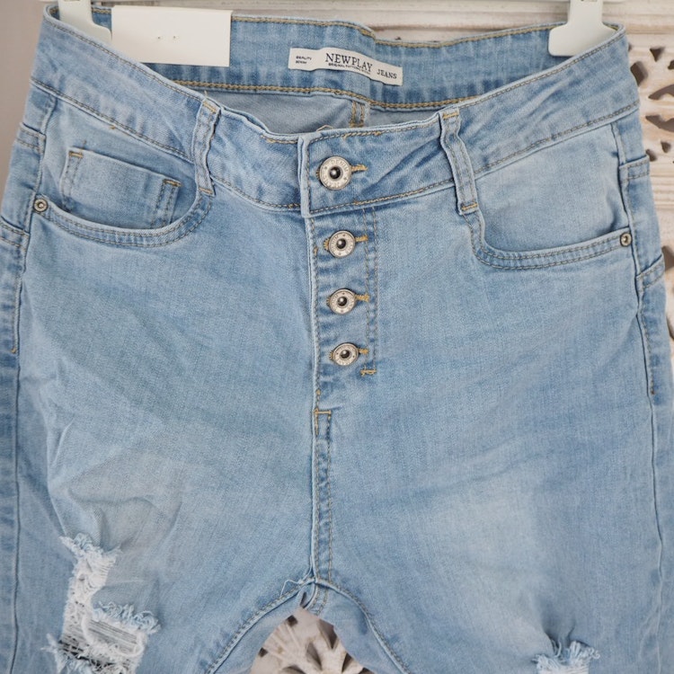 Jeans Capri SLITEN LJUS BLÅ - Newplay