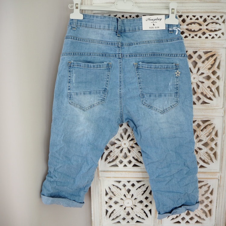 Jeans Capri SLITEN LJUS BLÅ - Newplay