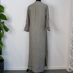 Lång linneklänning med fickor TAUPE
