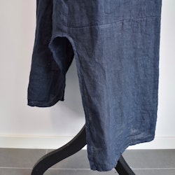 Lång skjortklänning i linne NAVY