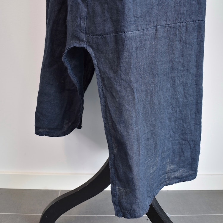Lång skjortklänning i linne NAVY