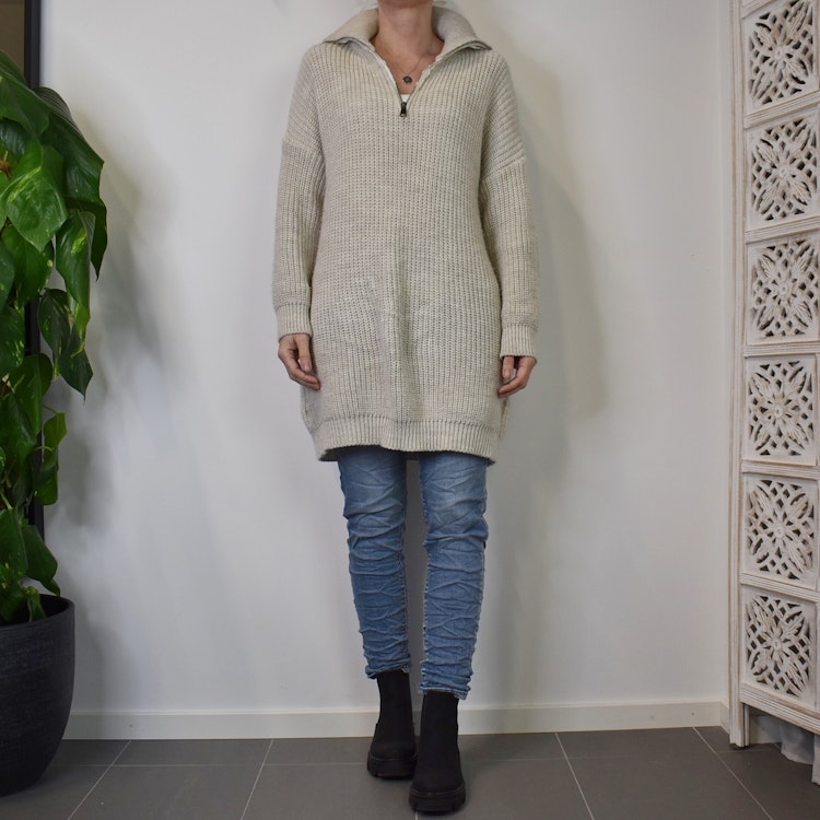 Stickad Långtröja BEIGE