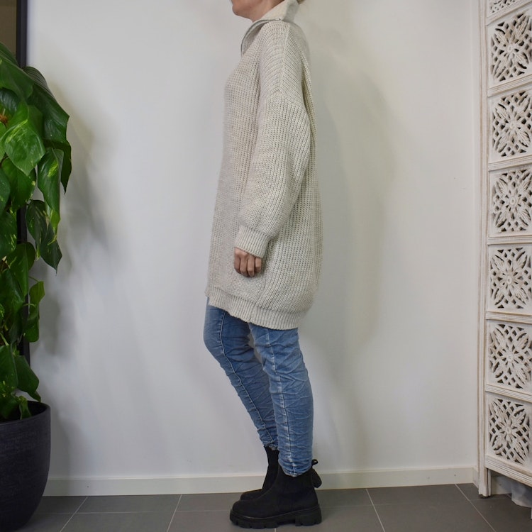 Stickad Långtröja BEIGE