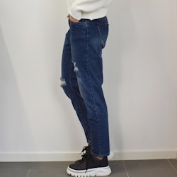 Mom Jeans SLITEN MÖRK BLÅ - Newplay