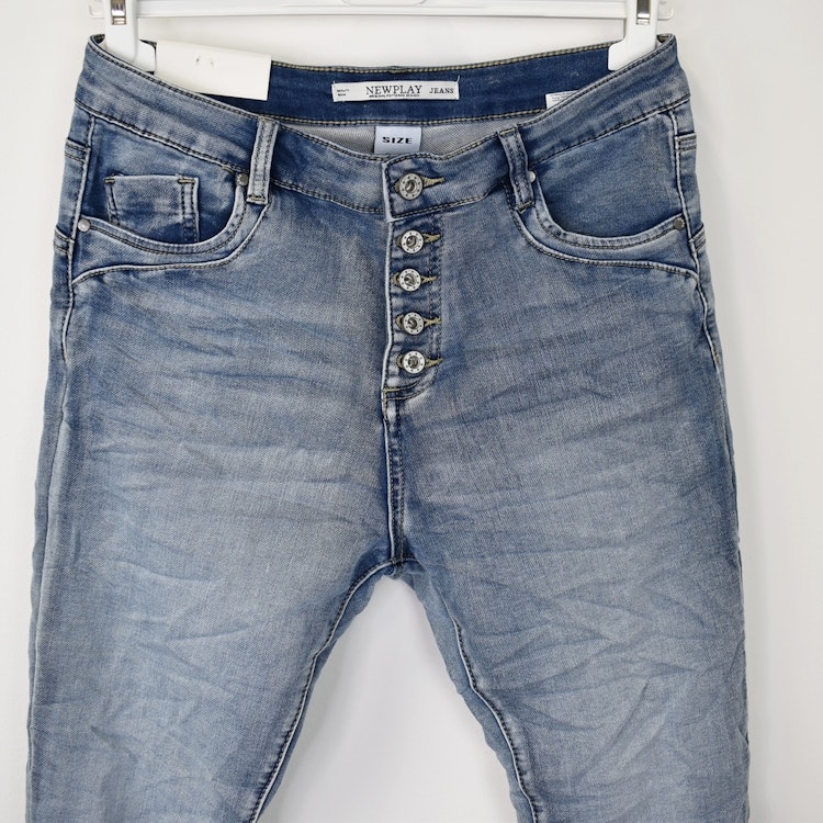 Jeans Jogger med Knappar BLÅ - Newplay