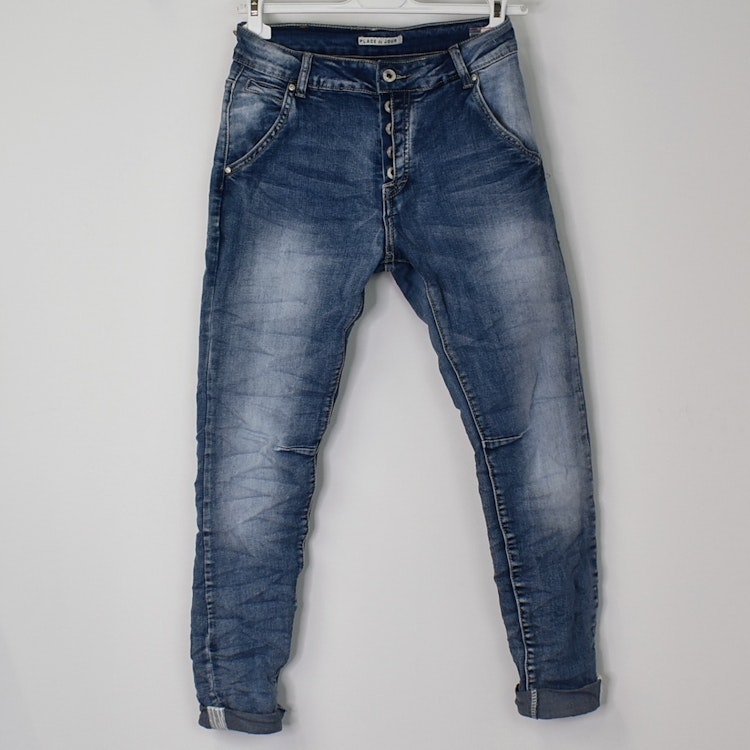 Jeans med revär BLÅ - Place du Jour
