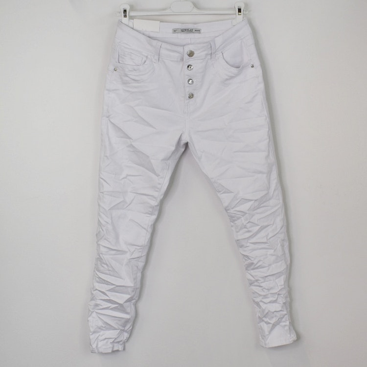 Jeans med knappar VIT - Newplay