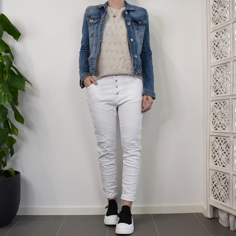 Jeans med knappar VIT - Newplay