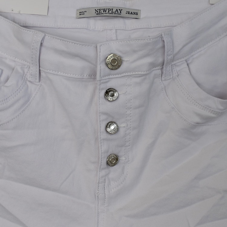 Jeans med knappar VIT - Newplay