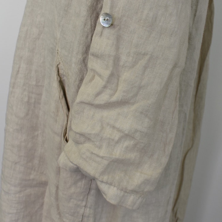 Kort skjortklänning i linne BEIGE