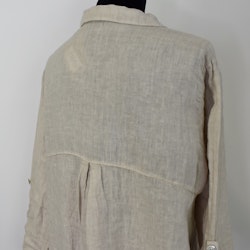 Kort skjortklänning i linne BEIGE