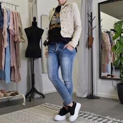 Jeansjacka med knappar BEIGE - Place du Jour