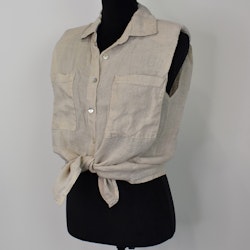 Linneblus Mira med axelvaddar BEIGE - Stajl Agenturer