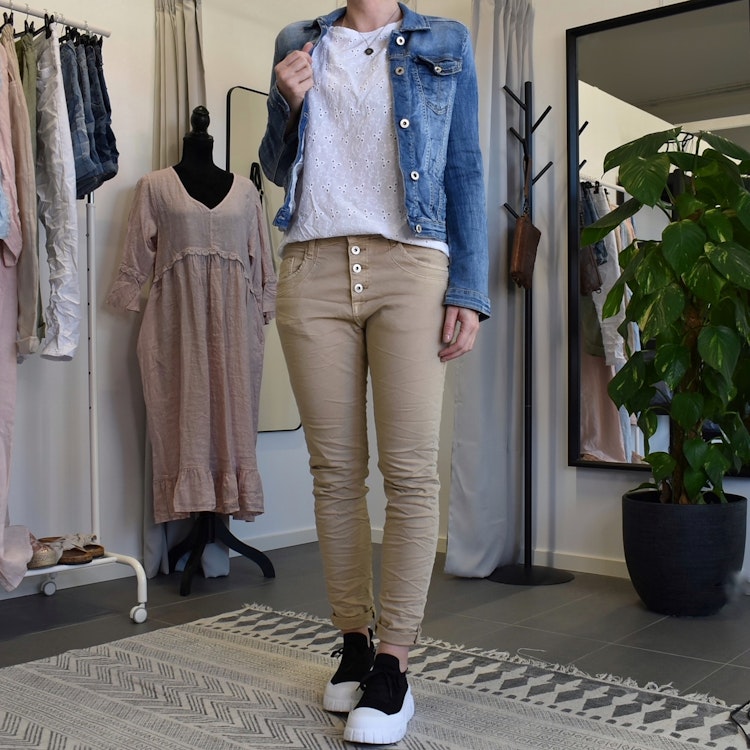 Jeans med knappar LJUS CAMEL - Place du Jour