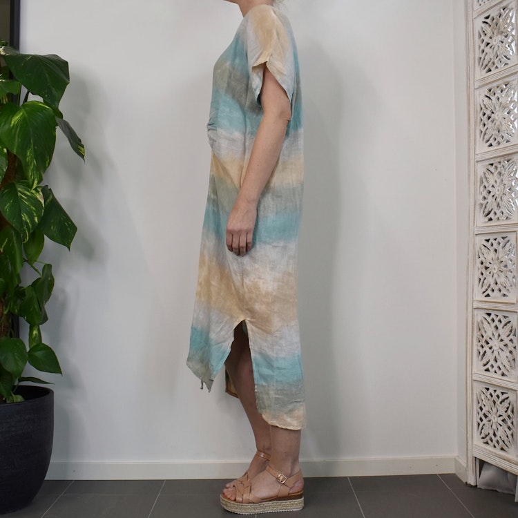 Linnekaftan Diora BATIK AQUA - Stajl Agenturer